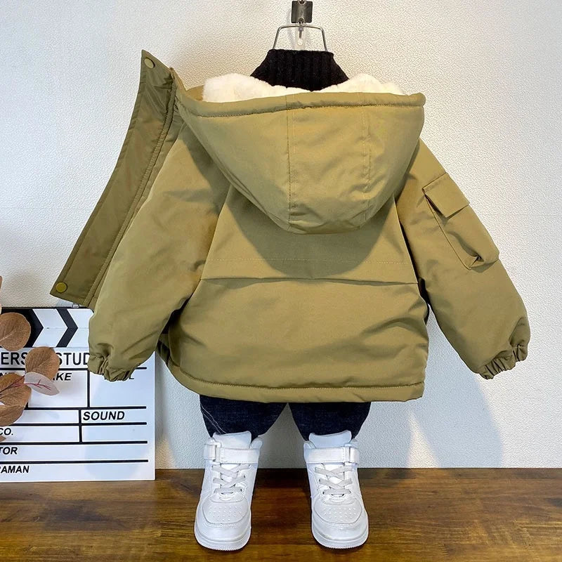 Boys Winter Coat | Thick Cotton Hooded Jacket
