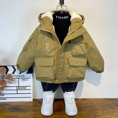 Boys Winter Coat | Thick Cotton Hooded Jacket