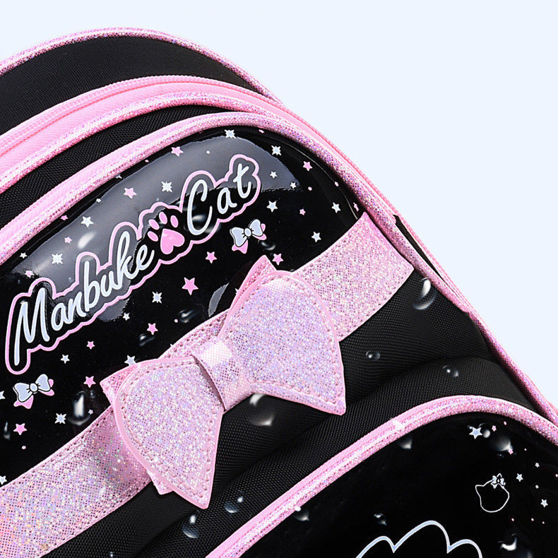 Cat Backpack for Kids | Black and Pink 3D Design