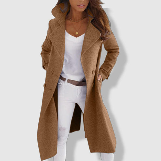 Wool Longline Trench Coat | Double-Breasted Warmth and Style