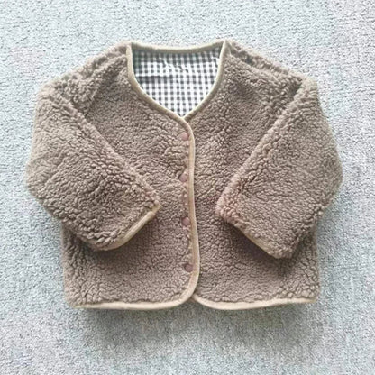 Reversible Kids Jacket | Cozy Plush Plaid Design