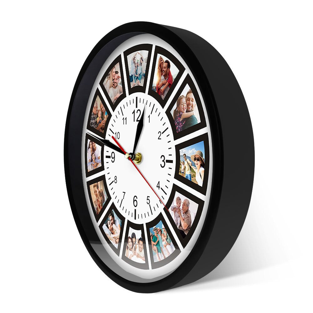 Customizable Wall Clock | Stylish Photo Collage Display