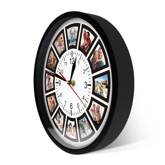 Customizable Wall Clock | Stylish Photo Collage Display