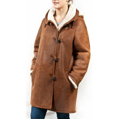 Hooded Long Winter Jacket | Cozy Shearling Lined Design