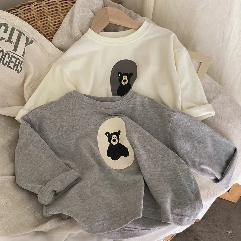Mini Bear Print Sweater | Comfy Casual Cotton Design