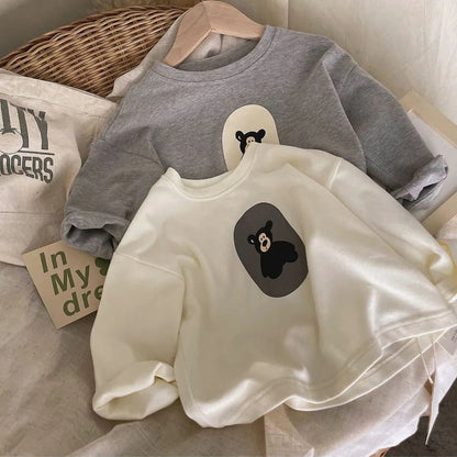 Mini Bear Print Sweater | Comfy Casual Cotton Design