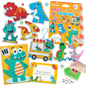 Diamond Painting Kit for Kids | Sparkling Dinosaur Art Activity