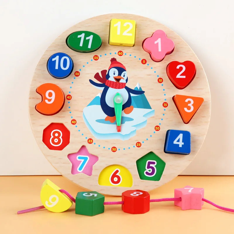 Wooden Clock Learning Toy | Teach Time and Colors Fun