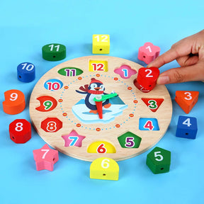 Wooden Clock Learning Toy | Teach Time and Colors Fun