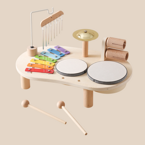 Wooden Music Table for Kids | Xylophone, Drums, and Cymbals Included