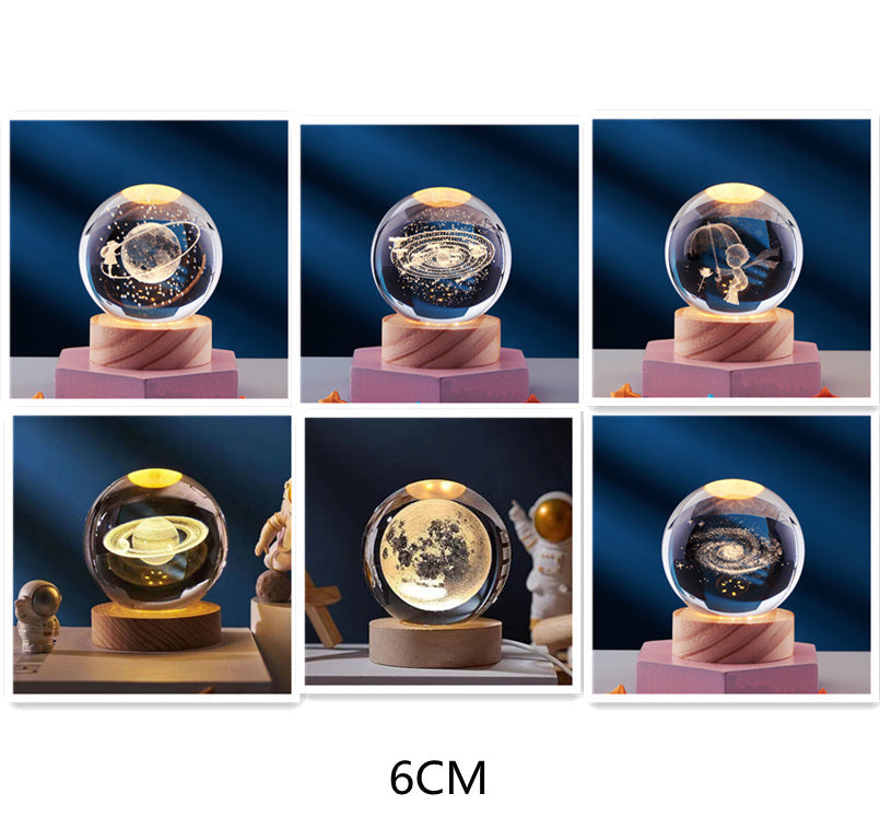 3D Crystal Night Light | USB-Powered Ambient Lamp