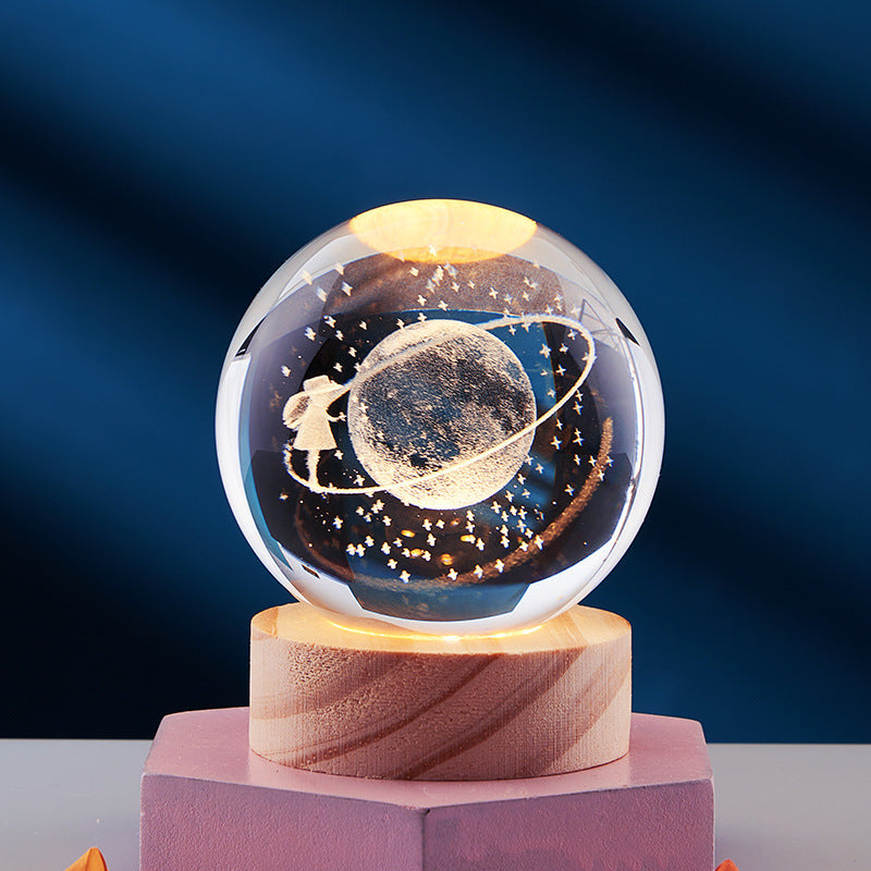 3D Crystal Night Light | USB-Powered Ambient Lamp
