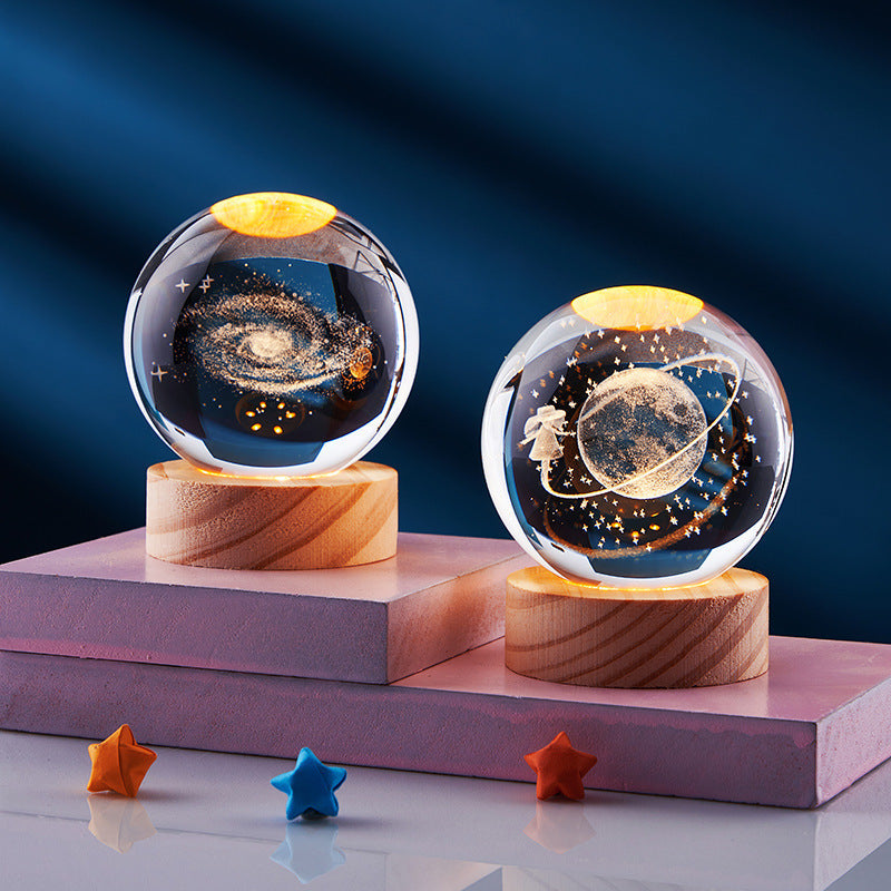 3D Crystal Night Light | USB-Powered Ambient Lamp