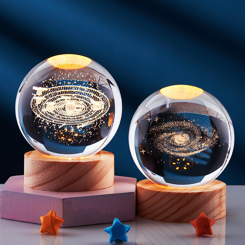 3D Crystal Night Light | USB-Powered Ambient Lamp