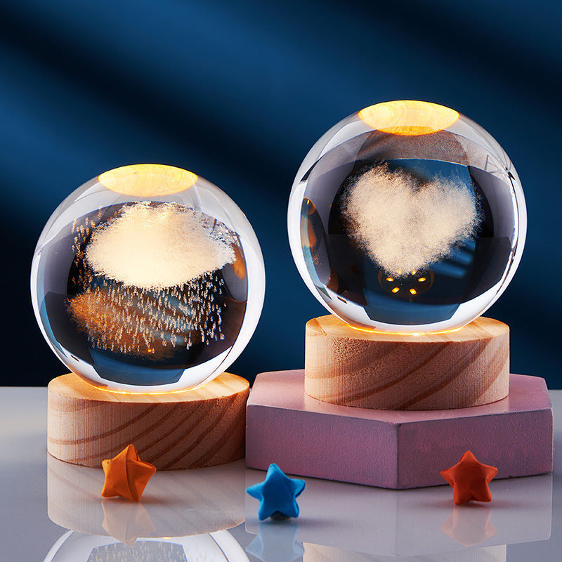3D Crystal Night Light | USB-Powered Ambient Lamp