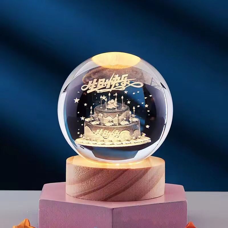 3D Crystal Night Light | USB-Powered Ambient Lamp