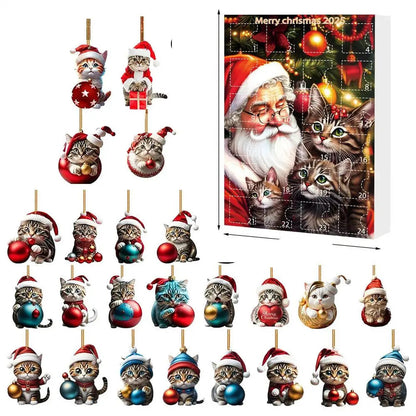 Cat Christmas Ornaments Set | Whimsical Acrylic Holiday Decor