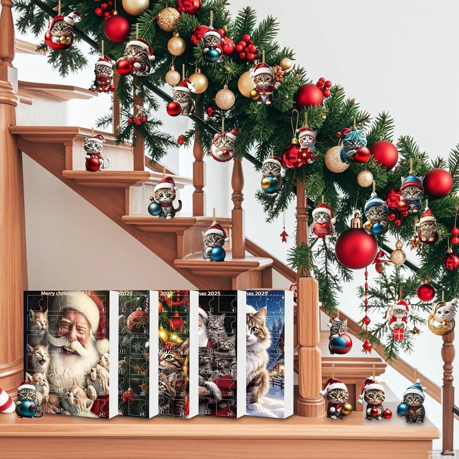 Cat Christmas Ornaments Set | Whimsical Acrylic Holiday Decor