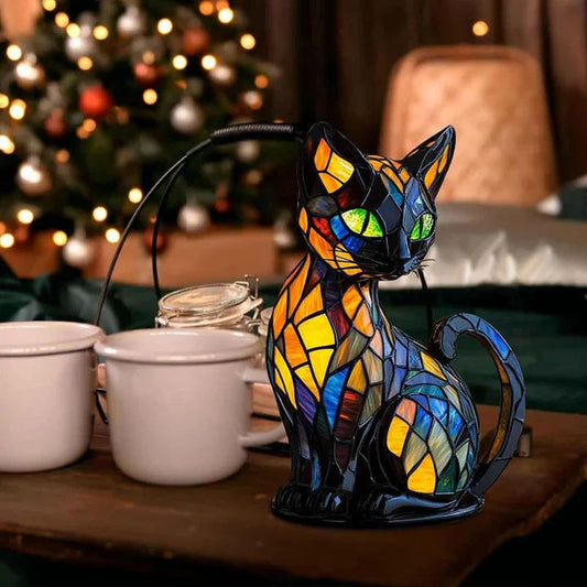 Stained Glass Cat Lamp | Unique Decorative Lighting for Cozy Spaces