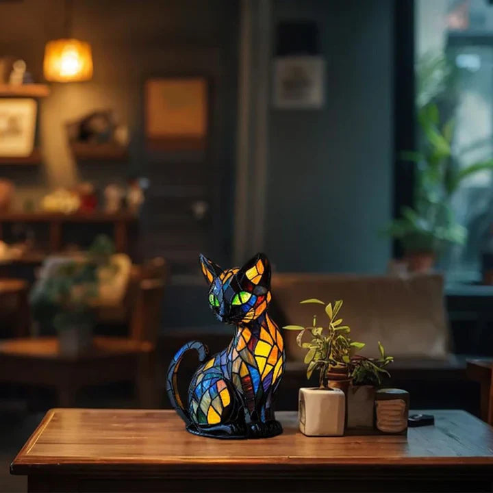 Stained Glass Cat Lamp | Unique Decorative Lighting for Cozy Spaces