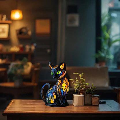 Stained Glass Cat Lamp | Unique Decorative Lighting for Cozy Spaces