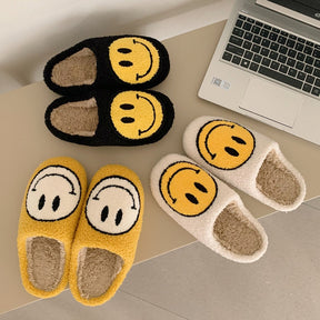Cozy Winter Slippers | Soft Faux Fur and Smiley Design