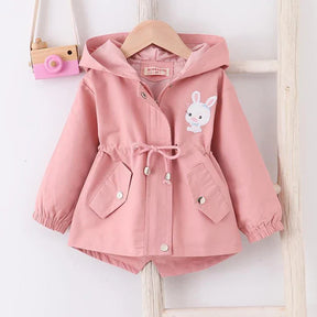 Girls Hooded Rain Jacket | Cute Rabbit Design for Spring & Autumn