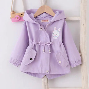 Girls Hooded Rain Jacket | Cute Rabbit Design for Spring & Autumn