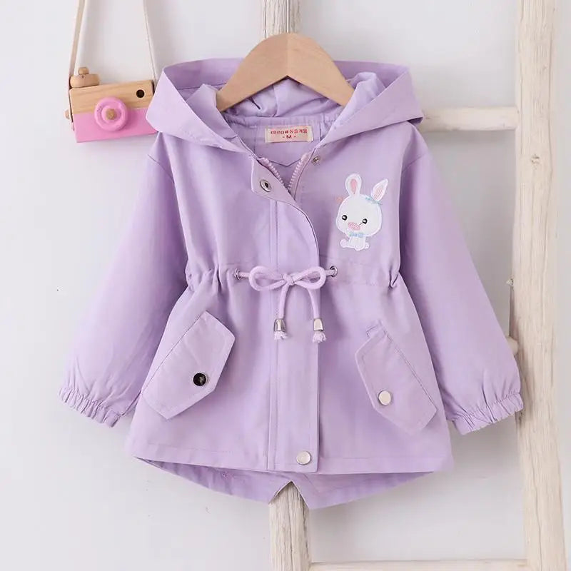 Girls Hooded Rain Jacket | Cute Rabbit Design for Spring & Autumn