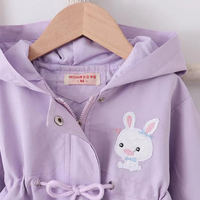 Girls Hooded Rain Jacket | Cute Rabbit Design for Spring & Autumn