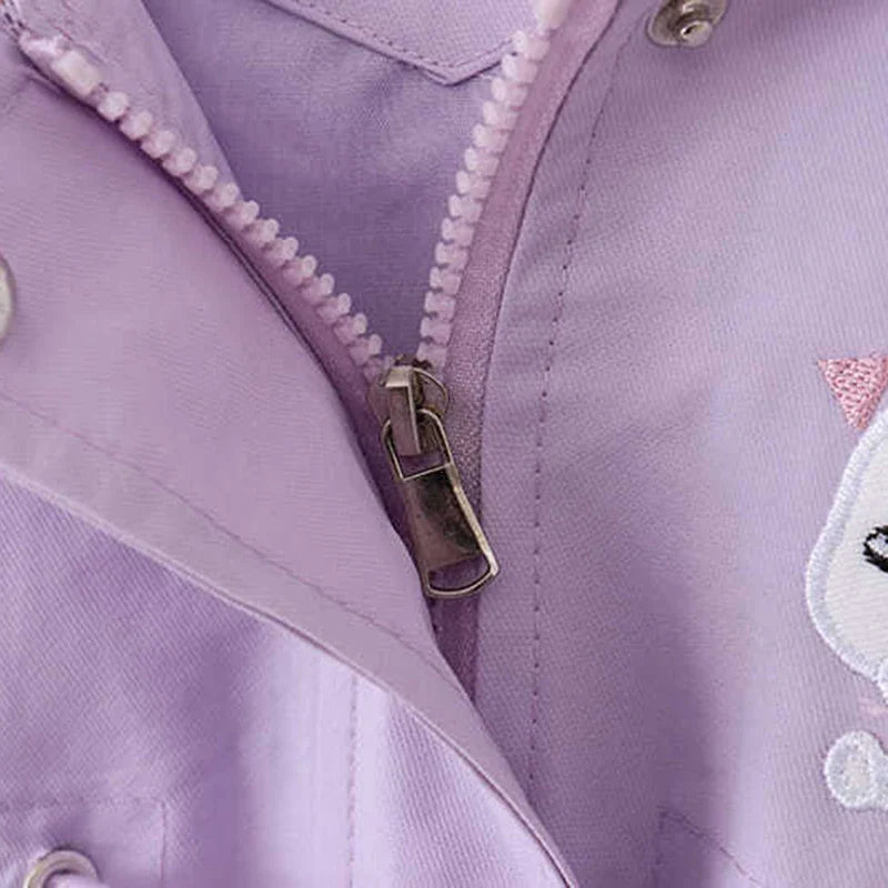 Girls Hooded Rain Jacket | Cute Rabbit Design for Spring & Autumn
