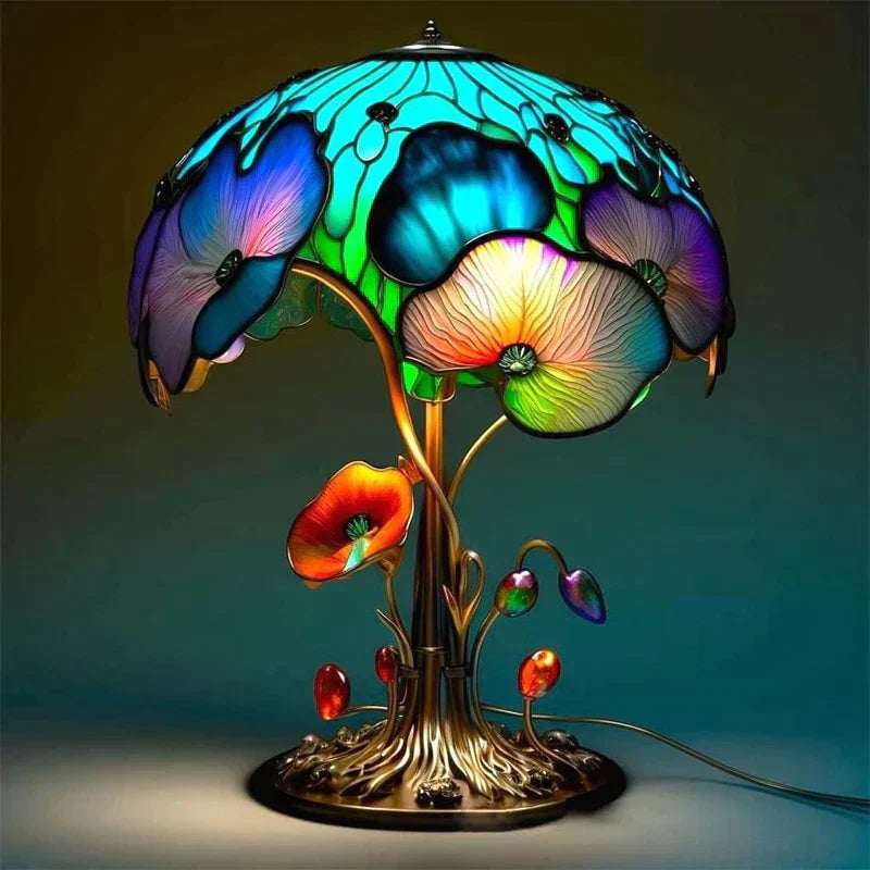 Stained Glass Ambient Lamp | Handcrafted Colorful Light Fixture