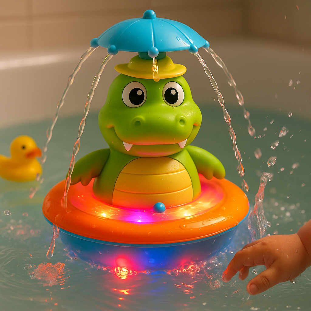 Floating Crocodile Bath Toy | Light-Up Spray Effects for Kids
