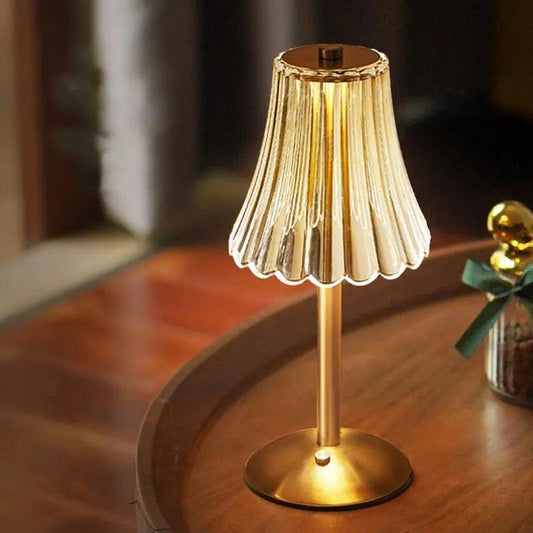 Vintage Table Lamp | Elegant Crystal Shade with Adjustable Lighting