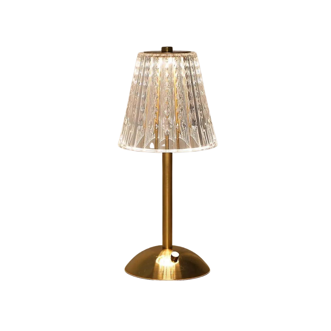 Vintage Table Lamp | Elegant Crystal Shade with Adjustable Lighting