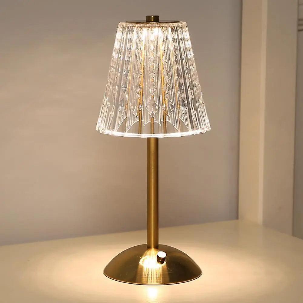 Vintage Table Lamp | Elegant Crystal Shade with Adjustable Lighting