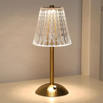 Vintage Table Lamp | Elegant Crystal Shade with Adjustable Lighting