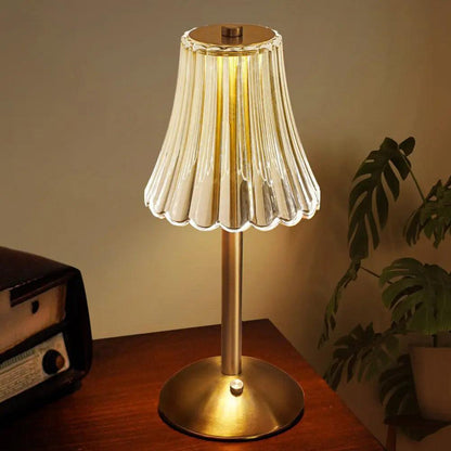Vintage Table Lamp | Elegant Crystal Shade with Adjustable Lighting