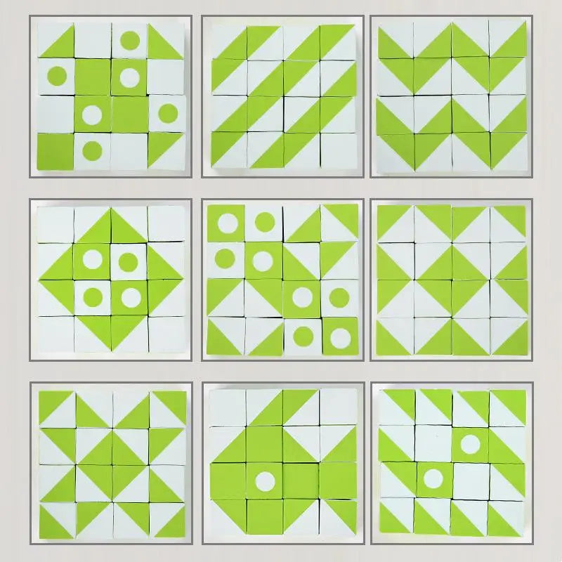 Wooden Geometric Puzzle Game | 16 Blocks and 30 Patterns for Creative Learning