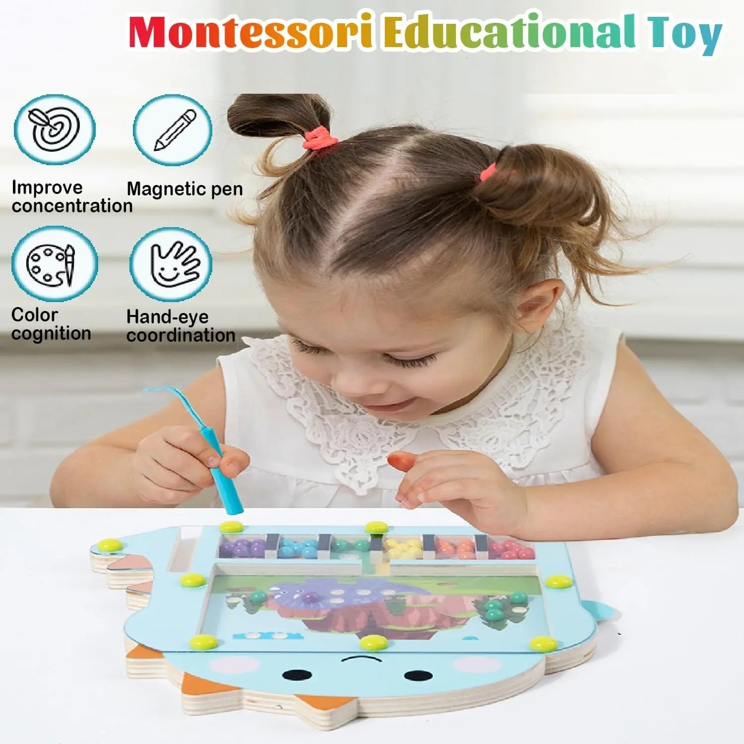 Wooden Magnetic Ball Maze | Fun Challenge with Colorful Beads
