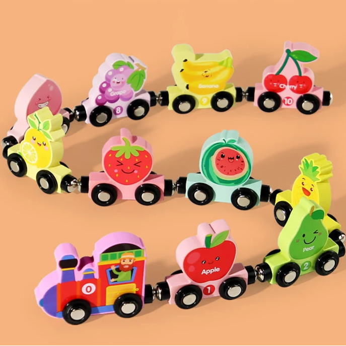 Wooden Magnetic Train Set | Colorful Learning & Motor Skills