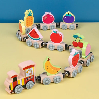 Wooden Magnetic Train Set | Colorful Learning & Motor Skills