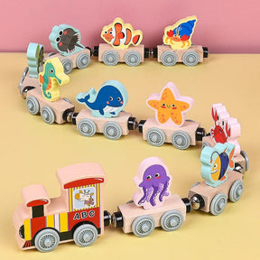 Wooden Magnetic Train Set | Colorful Learning & Motor Skills