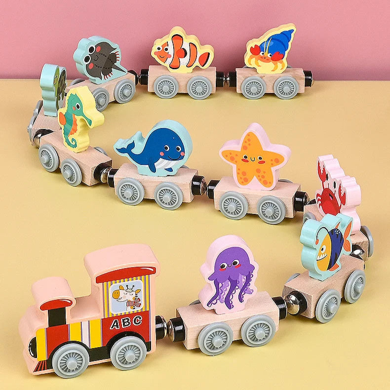 Wooden Magnetic Train Set | Colorful Learning & Motor Skills