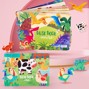 Interactive Kids Book | Waterproof Cardboard with Dinosaurs and Farm Animals