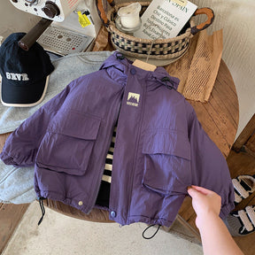 Boys' Water-Resistant Windbreaker Jacket | Stylish Hooded Design for Active Kids