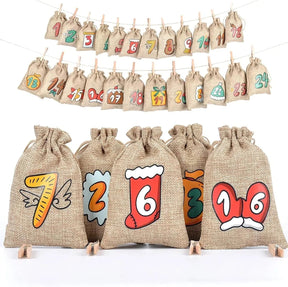 Jute Advent Calendar | Eco-Friendly Countdown with 24 Pockets