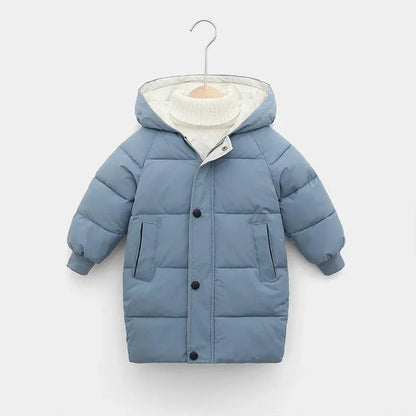 Kids' Long Down Jacket | Thickened Cotton-Padded Warmth