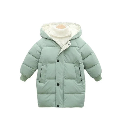 Kids' Long Down Jacket | Thickened Cotton-Padded Warmth