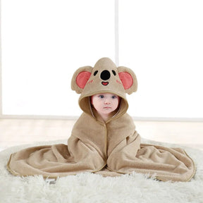 Kids' Hooded Bath Towel | Soft Coral Fleece with Animal Cartoons